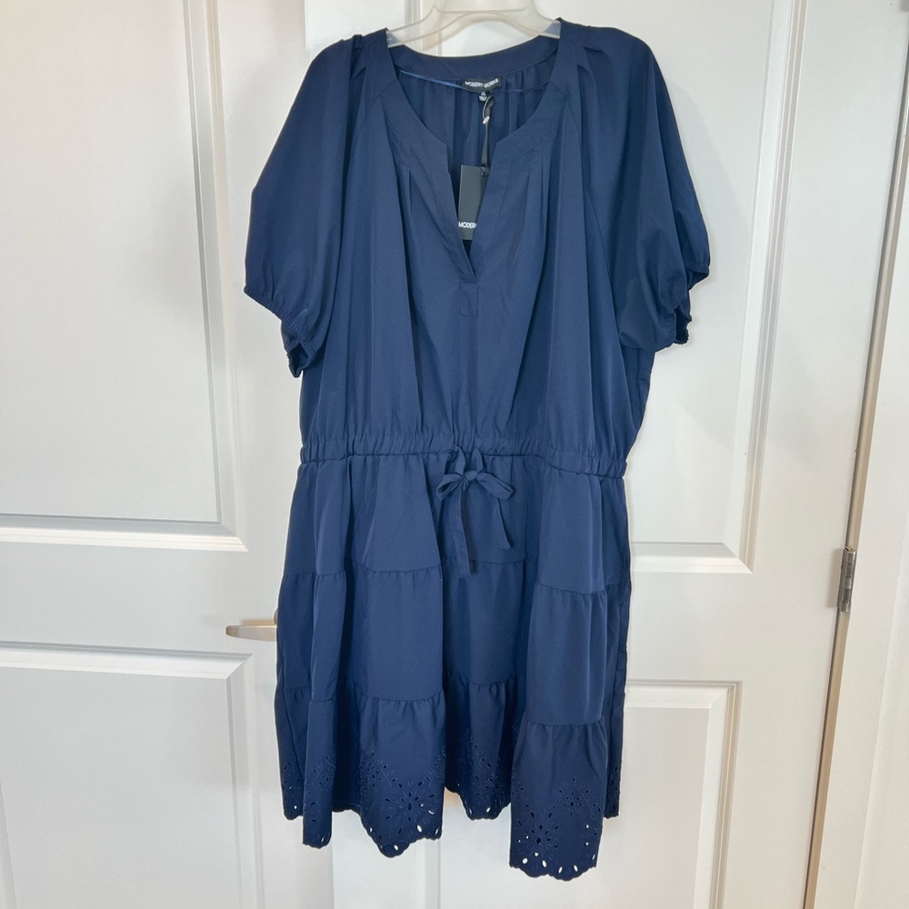 MWT Modern Works Plus Size Elegant Navy Blue Dress